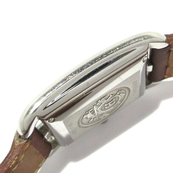 Auth HERMES Cape Cod Double Tour CC1.710 1****** Silver Brown Wrist Watch - Picture 6 of 12